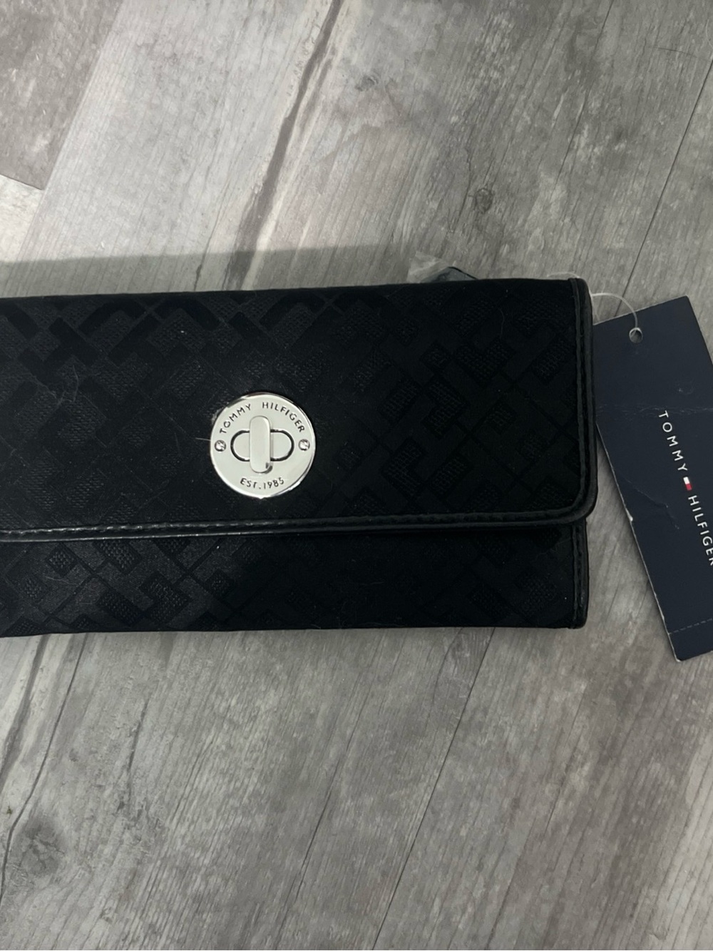 Tommy Hilfiger Black Wallet with Silver Turnlock
